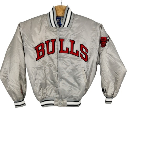 Vintage Starter Chicago Bulls Button Front Satin‎ Varsity Jacket Mens Small NBA - Picture 10 of 10